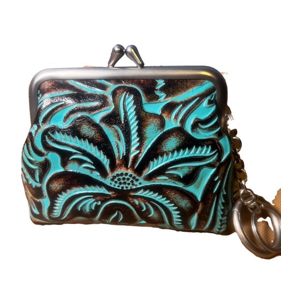 Patricia Nash Handbags - NWT Patricia Nash Borse Coin Purse/Key FOB- Tooled Turquoise